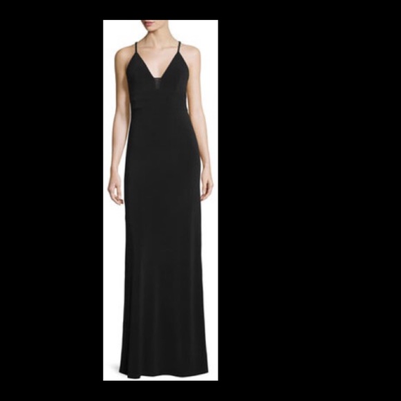 ALICE + OLIVIA MAXI BLACK DRESS WITH SHEER INSET - Picture 5 of 8